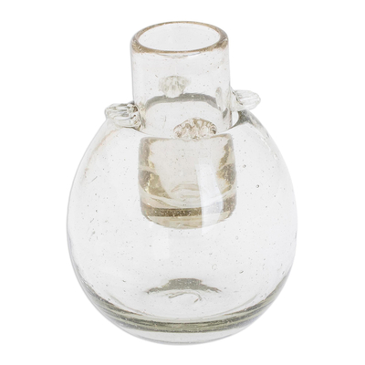 Blown glass tequila glass, 'Perfect Shot' - Hand Blown Shot Glass with Ice Receptacle