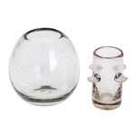 Blown glass tequila glass, 'Perfect Shot' - Hand Blown Shot Glass with Ice Receptacle