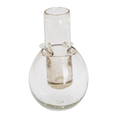 Blown glass tequila glass, 'Perfect Sip' - Handmade Tequila Glass with Ice Receptacle