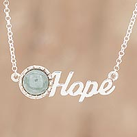 Jade pendant necklace, 'Hope And Beauty' - Hope Pendant Necklace with Apple Green Jade from Guatemala