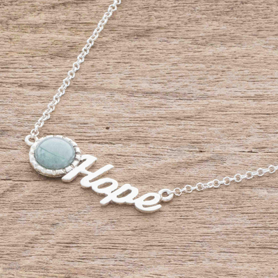Jade pendant necklace, 'Hope And Beauty' - Hope Pendant Necklace with Apple Green Jade from Guatemala