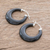 Jade hoop earrings, 'Volcanic Energy' - Black Jade and Sterling Silver Hoop Earrings from Guatemala (image 2b) thumbail