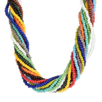 Glasperlen-Torsade-Halskette - Bunte Glasperlen-Torsade-Halskette aus Guatemala