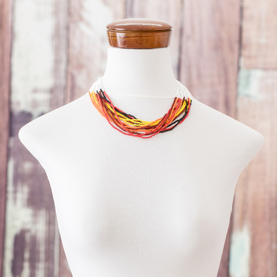 Glasperlen-Torsade-Halskette - Torsade-Halskette aus erdigen Farbtönen mit Glasperlen aus Guatemala