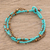 Glass beaded bracelet, 'Lines in Aqua' - Glass Bead Strand Bracelet in Aqua and Gold from Guatemala thumbail