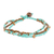 Glass beaded bracelet, 'Lines in Aqua' - Glass Bead Strand Bracelet in Aqua and Gold from Guatemala thumbail