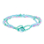 Glass bead bracelet, 'Lines in Turquoise' - Glass Bead Strand Bracelet in Aqua and Lilac from Guatemala