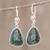 Jade dangle earrings, 'Asymmetry in Green' - 925 Sterling Silver Dark Green Jade Earrings from Guatemala (image 2) thumbail