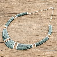 Jade pendant necklace, 'Warrior K'abel in Dark Green'