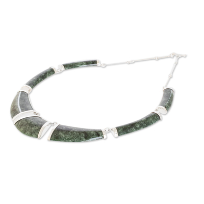 Jade pendant necklace, 'Warrior K'abel in Dark Green' - Dark Green Jade Pendant Necklace from Guatemala