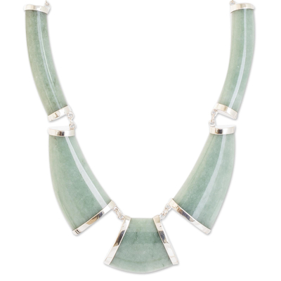 Jade pendant necklace, 'Warrior K'abel in Apple Green' - Apple Green Jade Pendant Necklace from Guatemala