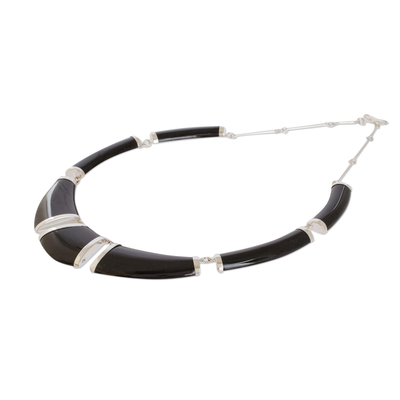 Jade pendant necklace, 'Warrior K'abel in Black' - Black Jade Pendant Necklace from Guatemala