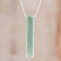 Jade pendant necklace, 'Pendulum in Apple Green'