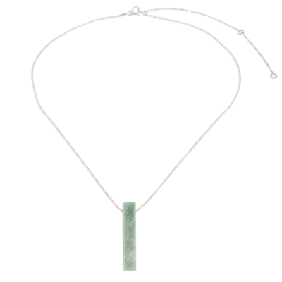 Jade pendant necklace, 'Pendulum in Apple Green' - Apple Green Jade Pendant Necklace from Guatemala