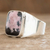 Men's rhodonite single stone ring, 'Virtue in Pink' - Rhodonite Men's Statement Ring from Guatemala (image 2) thumbail