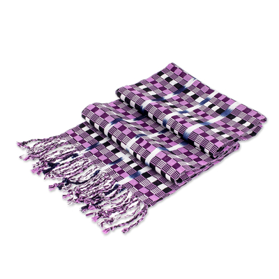 Cotton scarf, 'San Juan Colors' - Hand Loomed Cotton Scarf