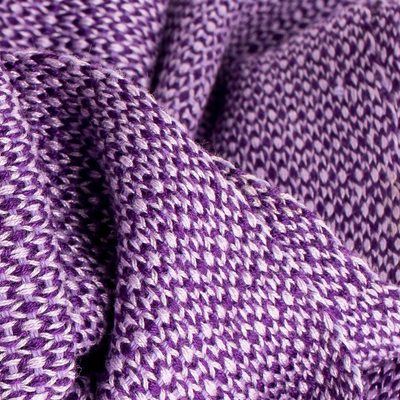 Cotton scarf, 'Wisteria' - Artisan Crafted Purple Fringed Scarf