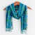 Hand woven cotton scarf, 'Fresh Lagoon' - Hand Loomed Blue and Green Cotton Scarf thumbail