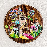 Decorative wood plaque, 'My Roots' - Hand-Painted Wood Wall Plaque