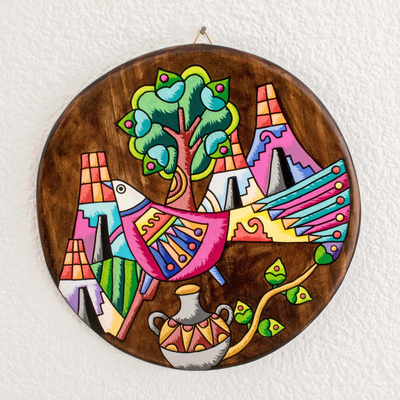 Decorative wood plaque, 'Beautiful Land' - Decorative Painted Wood Plaque