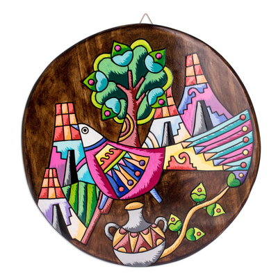 Decorative wood plaque, 'Beautiful Land' - Decorative Painted Wood Plaque