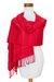 Cotton shawl, 'Candy Apple' - Fringed Red Cotton Shawl (image 2a) thumbail