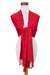Cotton shawl, 'Candy Apple' - Fringed Red Cotton Shawl (image 2b) thumbail