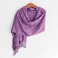 Cotton shawl, 'Sweet Grape' - Purple Hand Woven Shawl