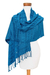 Cotton shawl, 'Blue Lagoon' - Cotton Shawl in Blue thumbail