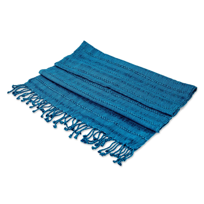 Cotton shawl, 'Blue Lagoon' - Cotton Shawl in Blue