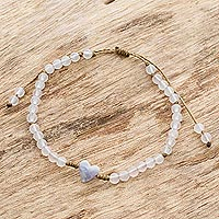 Rose quartz and jade beaded bracelet, 'Galactic Love' - Guatemalan Rose Quartz and Jade Beaded Adjustable Bracelet