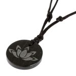 Jade pendant necklace, 'Revered Lotus' - Dark Green Jade Lotus Flower Pendant Necklace from Guatemala