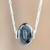 Jade pendant necklace, 'Fortune in Black' - Rounded Black Jade Pendant Necklace from Guatemala (image 2) thumbail