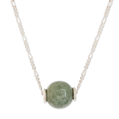 Apple Green Jade Bead Pendant Necklace from Guatemala