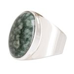 Men's jade ring, 'Truth and Life in Light Green' - Jade Ring for Men