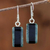 Jade dangle earrings, 'Black Forest Road' - Striped Dark Green and Black Jade Earrings from Guatemala thumbail