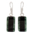 Jade dangle earrings, 'Black Forest Road' - Striped Dark Green and Black Jade Earrings from Guatemala thumbail