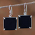 Jade dangle earrings, 'Black Abstractions' - Square Cut Black Jade and Silver Earrings from Guatemala (image 2) thumbail