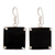 Jade dangle earrings, 'Black Abstractions' - Square Cut Black Jade and Silver Earrings from Guatemala thumbail