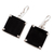Jade dangle earrings, 'Black Abstractions' - Square Cut Black Jade and Silver Earrings from Guatemala (image 2c) thumbail