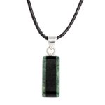 Jade pendant necklace, 'Black Forest Road' - Striped Green and Black Jade Pendant Necklace from Guatemala