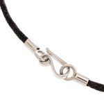 Jade pendant necklace, 'Black Forest Road' - Striped Green and Black Jade Pendant Necklace from Guatemala