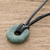 Jade pendant necklace, 'Circle of Love in Dark Green' - Adjustable Circular Dark Green Jade Necklace from Guatemala