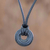 Jade pendant necklace, 'Circle of Love in Black' - Adjustable Black Jade Necklace (image 2) thumbail