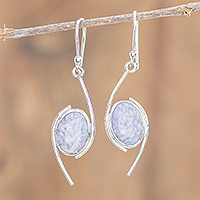 Jade dangle earrings, 'Way of Life in Lilac' - Sterling Silver Lilac Jade Dangle Earrings from Guatemala