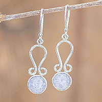 Jade dangle earrings, 'Samala River in Lilac' - Curled Natural Lilac Jade Dangle Earrings from Guatemala