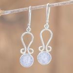 Jade dangle earrings, 'Samala River in Lilac' - Curled Natural Lilac Jade Dangle Earrings from Guatemala