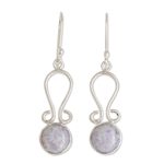 Jade dangle earrings, 'Samala River in Lilac' - Curled Natural Lilac Jade Dangle Earrings from Guatemala