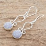 Jade dangle earrings, 'Samala River in Lilac' - Curled Natural Lilac Jade Dangle Earrings from Guatemala