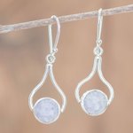 Jade dangle earrings, 'Mixco Renaissance in Lilac' - Teardrop Dangle Earrings with Lilac Jade from Guatemala